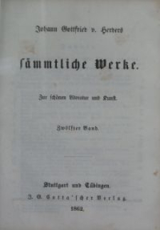 Sämmtliche Werke : zur schönen Literatur und Kunst. Bd. 12