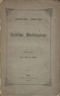 Kritische Waffengänge. H. 5, Graf Schack als Dichter