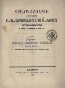 Sprawozdanie o stanie naukowym C. K. Gimnazyum Ś. Anny w Krakowie z roku szkolnego 1850/51