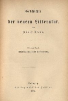 Geschichte der neuern Litteratur. Bd. 4, Klassizismus und Aufklärung