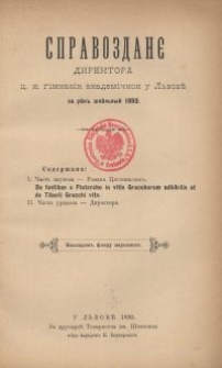 Sprawozdaniê Direktora C. K. Gimnaziï Akademičnoi u L'vovì za rik' škil'n'ìj 1890