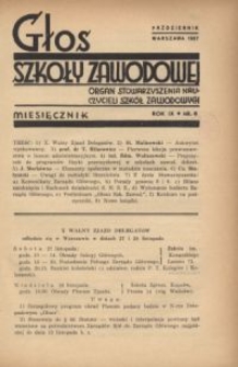 Głos Szkoły Zawodowej : organ Stowarzyszenia Nauczycieli Szkół Zawodowych. R. 9, Nr 8