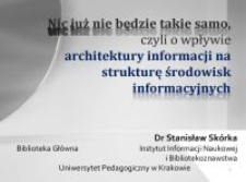 Nic już nie będzie takie samo, czyli o wpływie architektury informacji na strukturę środowisk informacyjnych