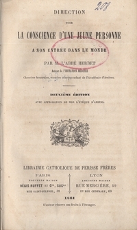 Direction pour la conscience d'une jeune personne à son entrée dans le monde