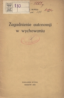 Zagadnienie autonomji w wychowaniu