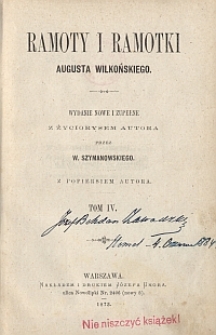 Ramoty i ramotki Augusta Wilkońskiego. T. 4