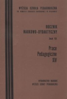 Rocznik Naukowo-Dydaktyczny. Z. 150, Prace Pedagogiczne. 14