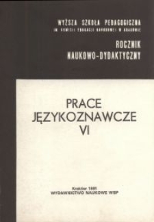 Rocznik Naukowo-Dydaktyczny. Z. 137, Prace Językoznawcze. 6