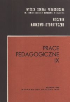 Rocznik Naukowo-Dydaktyczny. Z. 119, Prace Pedagogiczne. 9