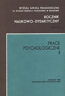 Rocznik Naukowo-Dydaktyczny. Z. 120, Prace Psychologiczne. 2
