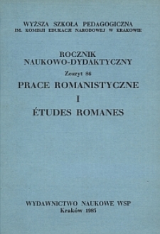 Rocznik Naukowo-Dydaktyczny. Z. 86, Prace Romanistyczne. 1