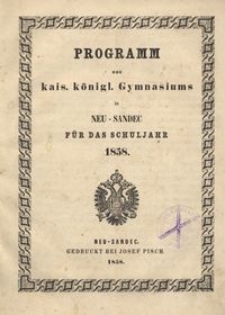 Programm des kais. königl. Gymnasimus in Neu-Sandec für das schuljahr 1858