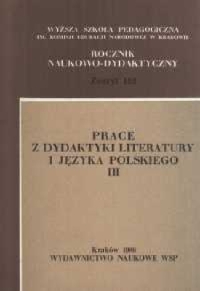 Rocznik Naukowo-Dydaktyczny. Z. 102, Prace z Dydaktyki Literatury i Języka Polskiego. 3, Kształcenie literackie