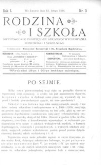 Rodzina i Szkoła : dwutygodnik poświęcony sprawom wychowania domowego i szkolnego. R. 1, Nr 3