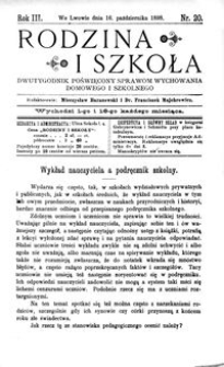 Rodzina i Szkoła : dwutygodnik poświęcony sprawom wychowania domowego i szkolnego. R. 3, Nr 20