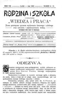 Rodzina i Szkoła : z dodatkiem Wiedza i Praca : pismo poświęcone sprawom wychowania domowego i szkolnego oraz szerzeniu i popularyzowaniu wiedzy. R. 8, Nr 8-9