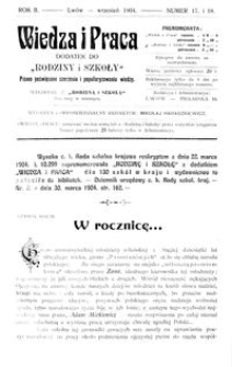 Wiedza i Praca : dodatek do Rodziny i Szkoły : pismo poświęcone szerzeniu i popularyzowaniu wiedzy. R. 2, Nr 17-18