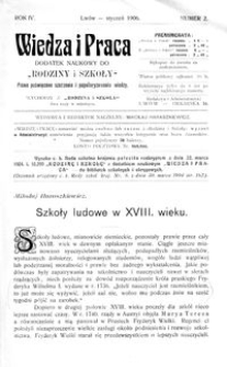 Wiedza i Praca : dodatek naukowy do Rodziny i Szkoły : pismo poświęcone szerzeniu i popularyzowaniu wiedzy. R. 4, Nr 2