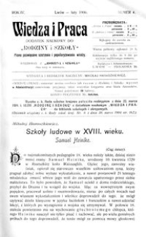 Wiedza i Praca : dodatek naukowy do Rodziny i Szkoły : pismo poświęcone szerzeniu i popularyzowaniu wiedzy. R. 4, Nr 4
