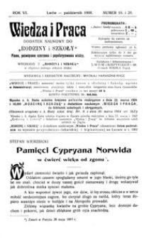 Wiedza i Praca : dodatek naukowy do Rodziny i Szkoły : pismo poświęcone szerzeniu i popularyzowaniu wiedzy. R. 6, Nr 19-20
