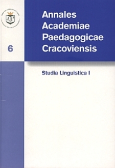 Annales Academiae Paedagogicae Cracoviensis 6. Studia Linguistica 1