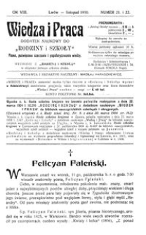 Wiedza i Praca : dodatek naukowy do Rodziny i Szkoły : pismo poświęcone szerzeniu i popularyzowaniu wiedzy. R. 8, Nr 21-22