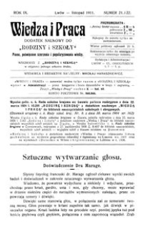 Wiedza i Praca : dodatek naukowy do Rodziny i Szkoły : pismo poświęcone szerzeniu i popularyzowaniu wiedzy. R. 9, Nr 21-22