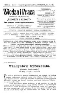 Wiedza i Praca : dodatek naukowy do Rodziny i Szkoły : pismo poświęcone szerzeniu i popularyzowaniu wiedzy. R. 10, Nr 17-20