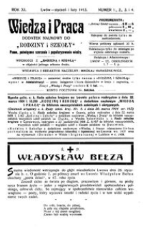 Wiedza i Praca : dodatek naukowy do Rodziny i Szkoły : pismo poświęcone szerzeniu i popularyzowaniu wiedzy. R. 11, Nr 1-4