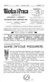 Wiedza i Praca : dodatek do Rodziny i Szkoły : pismo poświęcone szerzeniu i popularyzowaniu wiedzy. R. 3, Nr 7-8