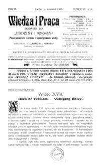 Wiedza i Praca : dodatek do Rodziny i Szkoły : pismo poświęcone szerzeniu i popularyzowaniu wiedzy. R. 3, Nr 17-18
