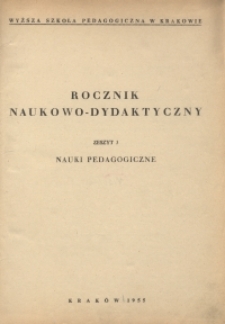 Rocznik Naukowo-Dydaktyczny. Z. 3, Nauki Pedagogiczne