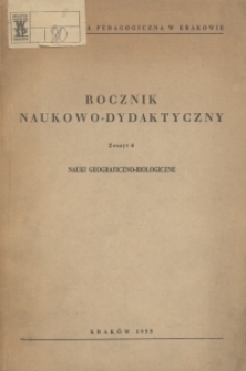 Rocznik Naukowo-Dydaktyczny. Z. 4, Nauki Geograficzno-Biologiczne
