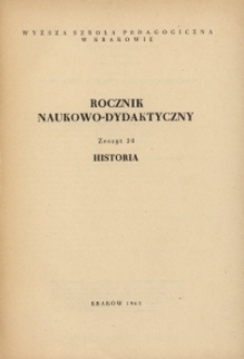 Rocznik Naukowo-Dydaktczny. Z. 20, Historia