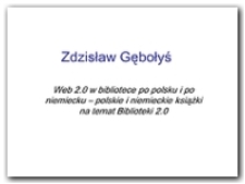 Web 2.0 w bibliotece po polsku i po niemiecku - polskie i niemieckie książki na temat Biblioteki 2.0
