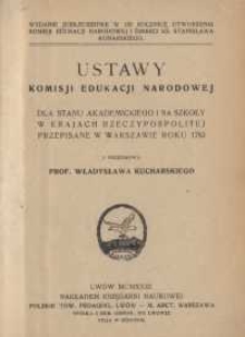 Ustawy Komisji Edukacji Narodowej dla stanu akademickiego i na szkoły w krajach Rzeczypospolitej przepisane w Warszawie roku 1783