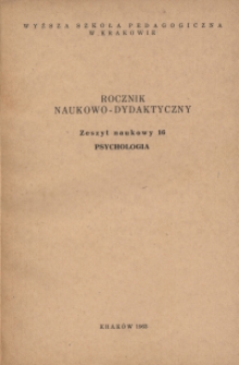 Rocznik Naukowo-Dydaktyczny. Z. 16, Psychologia