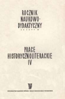 Rocznik Naukowo-Dydaktyczny. Z. 33, Prace historycznoliterackie. 4