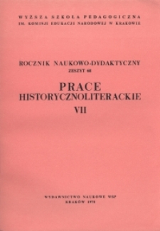 Rocznik Naukowo-Dydaktyczny. Z. 68, Prace Historycznoliterackie. 7