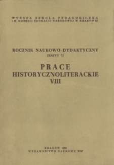 Rocznik Naukowo-Dydaktyczny. Z. 72, Prace Historycznoliterackie. 8