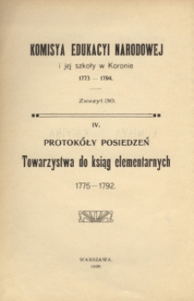 Protokóły posiedzeń Towarzystwa do Ksiąg Elementarnych 1775-1792