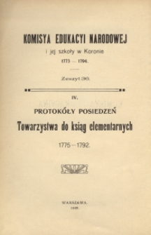 Protokóły posiedzeń Towarzystwa do Ksiąg Elementarnych 1775-1792