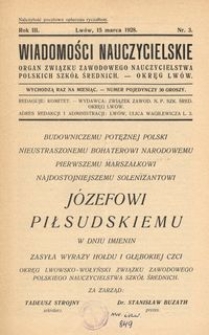 Wiadomości Nauczycielskie : organ Związku Zawodowego Nauczycielstwa Polskich Szkół Średnich. Okręg Lwów. R. 3, Nr 3