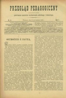 Przegląd Pedagogiczny : czasopismo poświęcone sprawom wychowania szkolnego i domowego. [Rok 1888]. R. 7, Nr 8