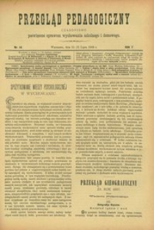 Przegląd Pedagogiczny : czasopismo poświęcone sprawom wychowania szkolnego i domowego. [Rok 1888]. R. 7, Nr 14