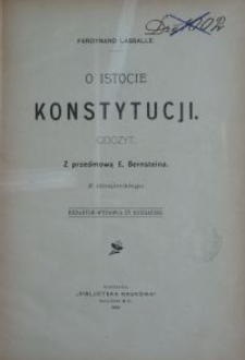 O istocie konstytucji : odczyt : z niemieckiego