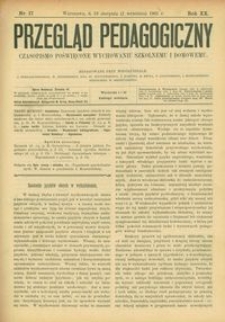 Przegląd Pedagogiczny : czasopismo poświęcone wychowaniu szkolnemu i domowemu. [Rok 1901]. R. 20, Nr 17