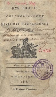 Rys krótki chronologiczny historyi powszechneý do roku 1817