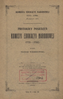 Protokóły posiedzeń Komisyi Edukacyi Narodowej 1778-1780