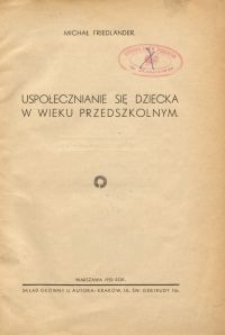 Uspołecznianie się dziecka w wieku przedszkolnym